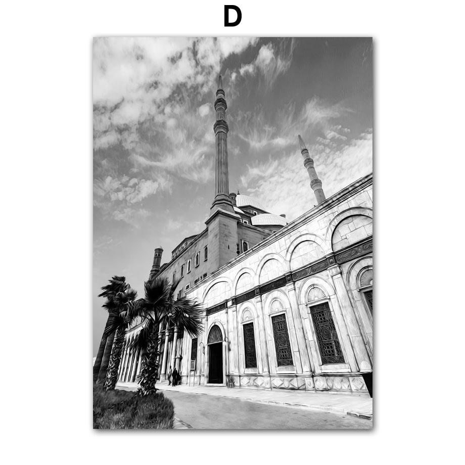 Holy Islamic Mosque Muslim Dancer Black White Living Room Decoration Posters And Prints Wall Art Canvas Painting Wall Pictures