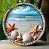 One Piece 8x8 Inch Spring Metal Logo Garden Imitation Laser Cut Iron Curtain Round Logo Decoration Gift Starfish and Shell Theme