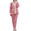 CoeFodMavo Fluffy Loungewear Pajama Long Long and Cute and Fluffy Pajamas with Jacquard Solid Fleece and Lightweight for Autumn and Women's Set,