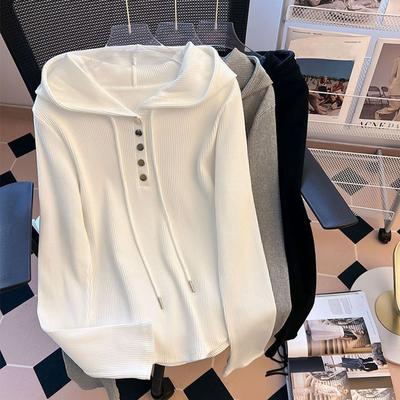 Женская толстовка с капюшоном, удобные однотонные топы, спортивные эластичные толстовки, топы