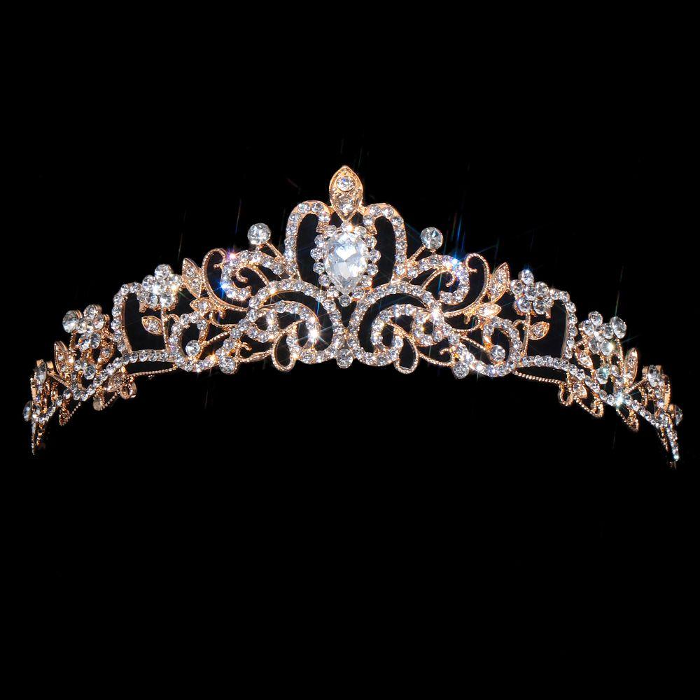 Bridal Hair Accessories Silver Tiara Crown Princess Rhinestone Crown Crystal Headband with Combs