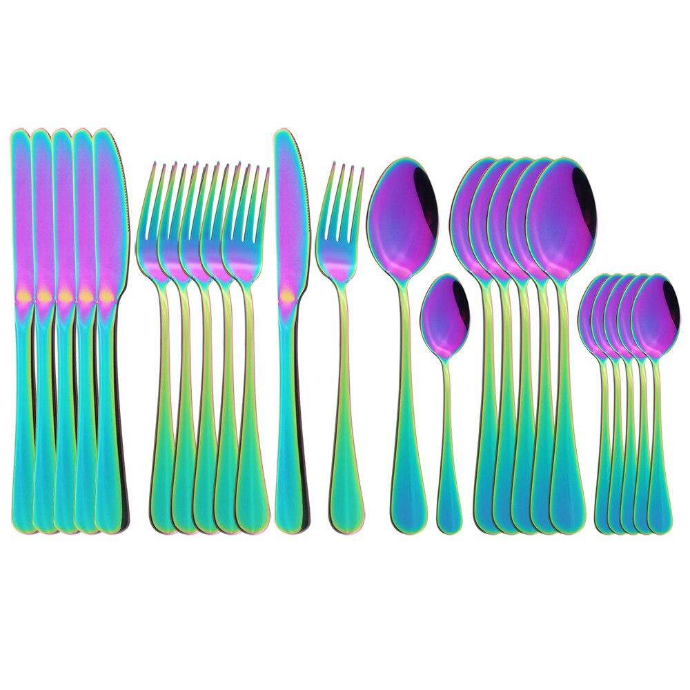 Набор столовых приборов из розового золота, столовые приборы из нержавеющей стали, 6 компл., обеденные ножи, вилки, кофейная ложка, столовая посуда, набор кухонной посуды