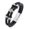 Men Bracelet Small Adorn Article Genuine Leather Bracelet Double Layer Hand Stainless Steel Clasps Wristband Gift