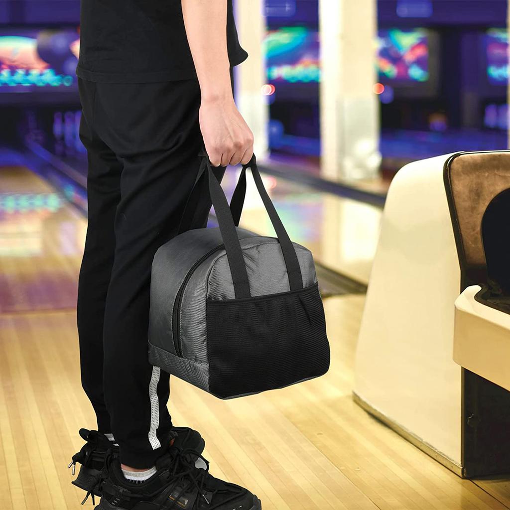 Bowling Bag for Single Ball Bowling Tote with Soft Bowling Cups Holder Bowling Tote Bag with Big Capacity Mesh Pockets