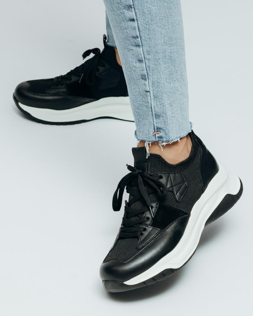 Кроссовки Bestina 1604 36 черные кожа текстиль