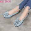 Fashion GKTINOO 2025 Soft Genuine Leather Flat Shoes Women Flats with Flowers Ladies Shoes Women Designers Loafers Slip On