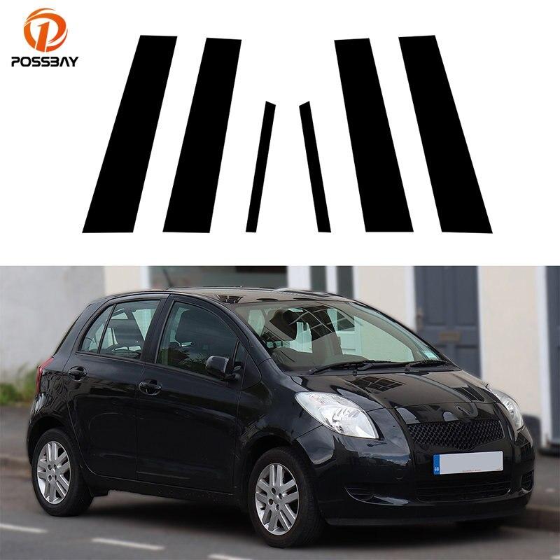 6Pcs for Toyota Yaris XP90 5-Door Hatchback 2006-2011 Door Window Pillar Posts Trim Molding Cover Stickers