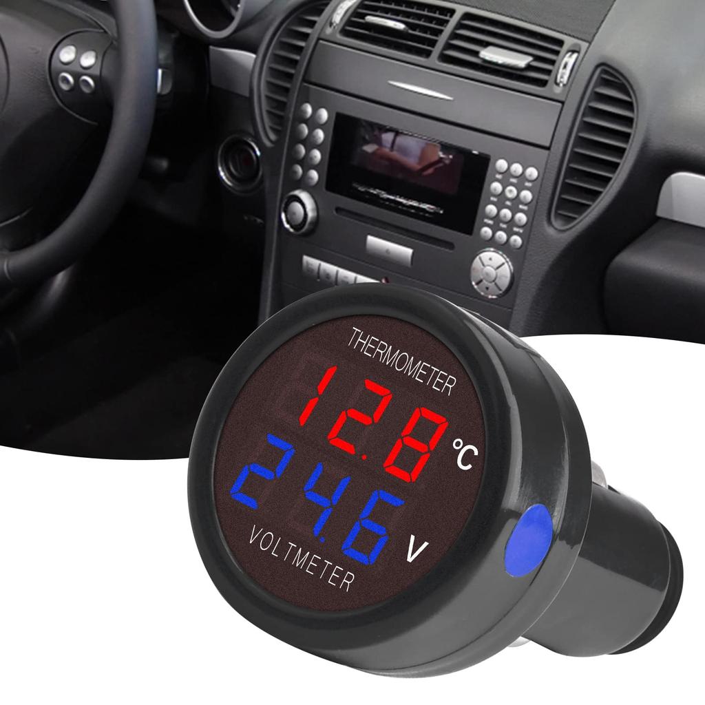 DiyStudio цифровой вольтметр термометр светодиодный 2в1 автомобильный 12В/24В автомобильный аккумулятор монитор [красный синий]