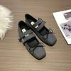 French Flat-Soled Ballet Style Shallow Mouth Single Shoes Women'S Soft-Soled One-Button Mary Jane Shoes