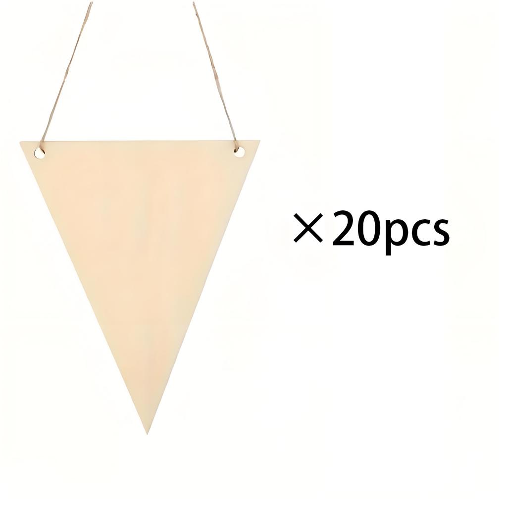 20/30 DIY wooden triangle banner, blank wood chip hanging, suitable for home, Halloween and Christmas crafts