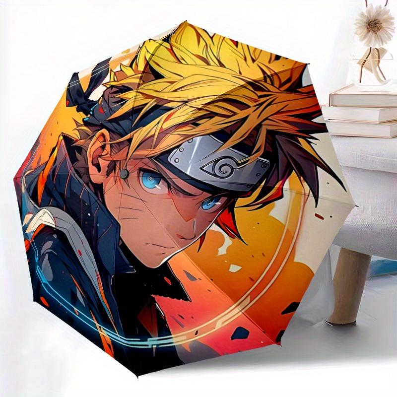 Naruto Uzumaki Automatic Folding Umbrella, Self-Opening/ Closing, Durable Windproof Travel Umbrella for Outdoor Adventures a0826019