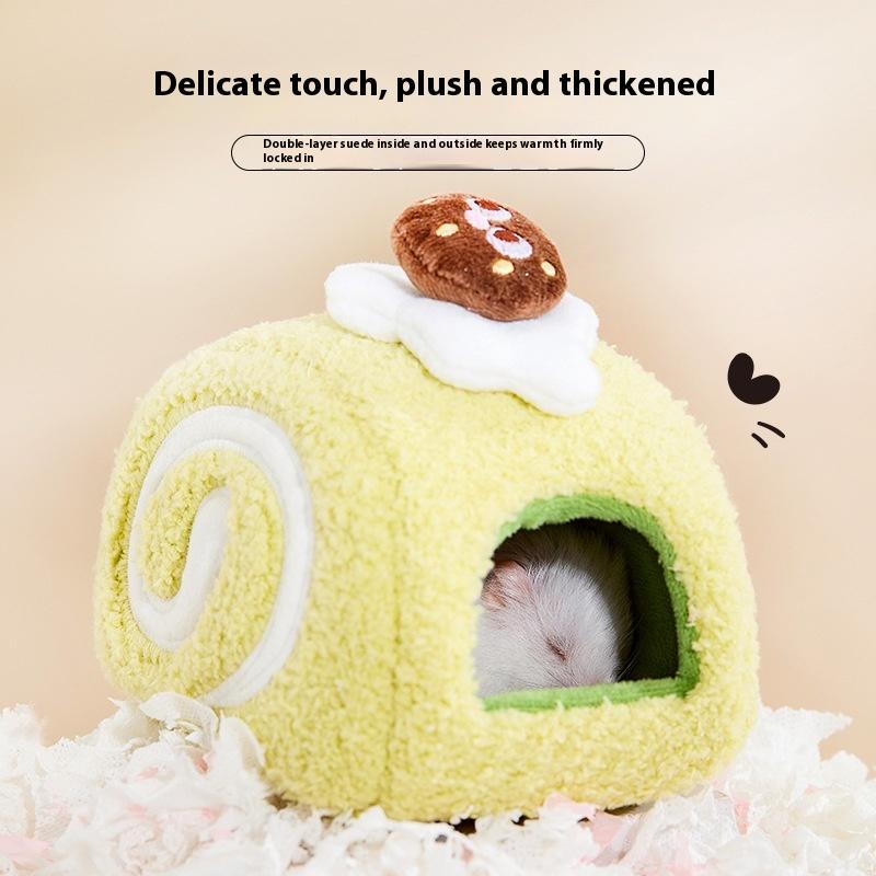 Милые десерты Торт Плюшевый домик для хомяка Клетка для мелких животных Ландшафтные принадлежности Домик для мыши Гнездо для мелких питомцев Игрушка для питомца Укрытие