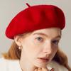 Wool Beret Woman Candy Color Season Beret Bud Hat British Vintage Painter Hat Woman