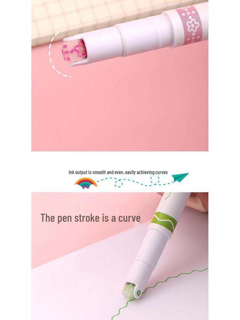 Креативный хайлайтер в форме цветка с изогнутым наконечником - быстросохнущий маркер для выделения для студентов