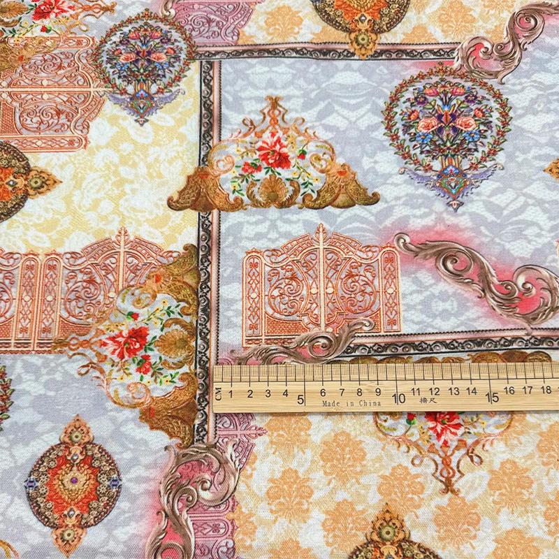 Ткань из хлопка и льна с персидским шифрованным принтом для скатертей, штор, фонового декора, чехлов для диванов, ткани для шитья своими руками