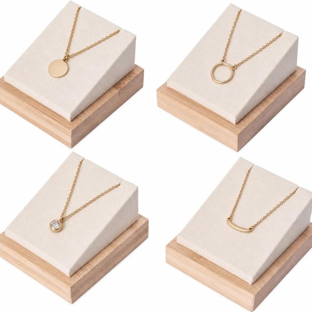 Bamboo Material Necklace Display Stand Desktop Jewelry Display Necklace Organizer Stand