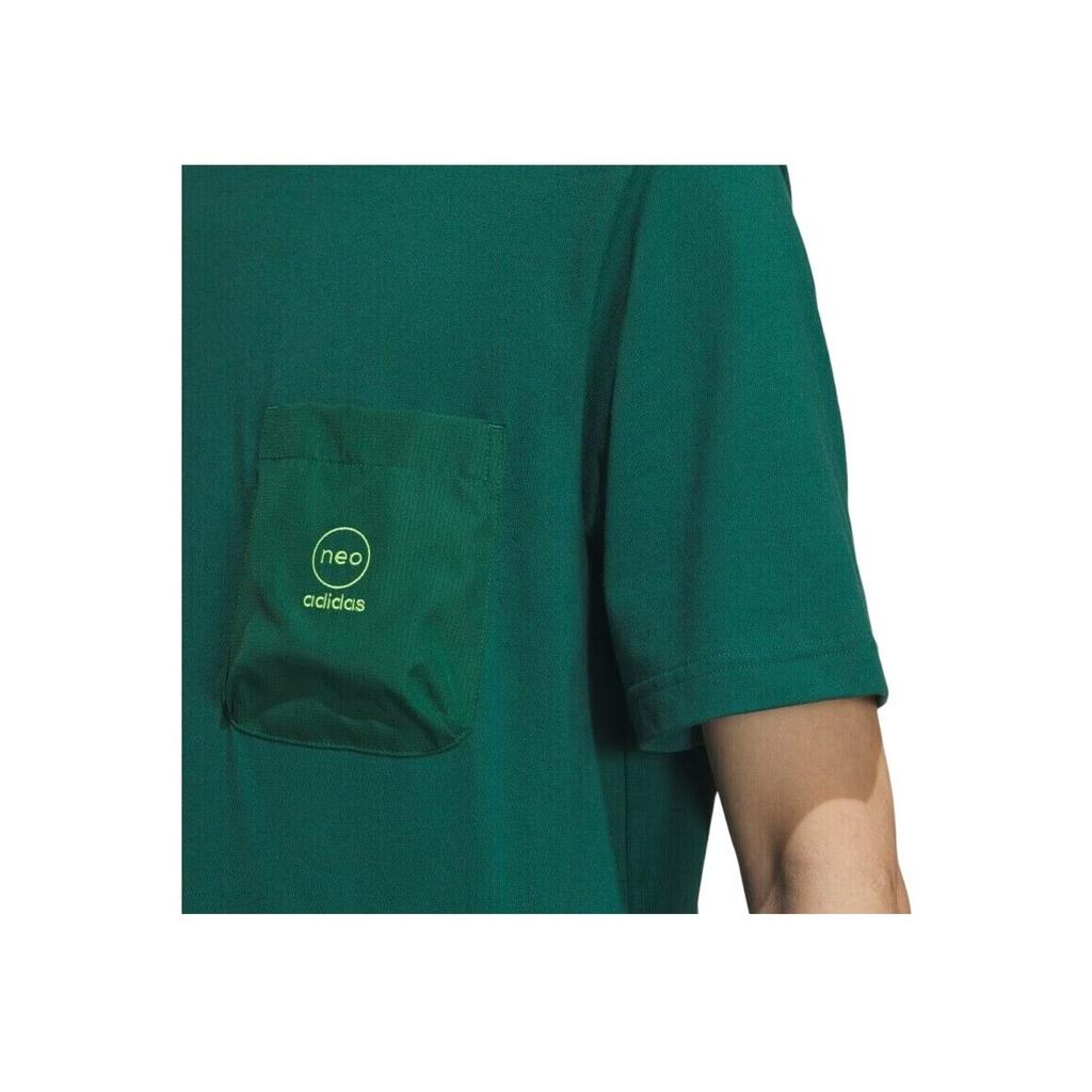 Adidas Нео-алфавитный узор, Свободная дышащая футболка с круглым вырезом и короткими рукавами, мужские топы, лесно-зеленый IK5092