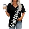 Womens Tops V-neck Short Sleeve Blouses Casual Fashion Print Tunic Tops With Pockets