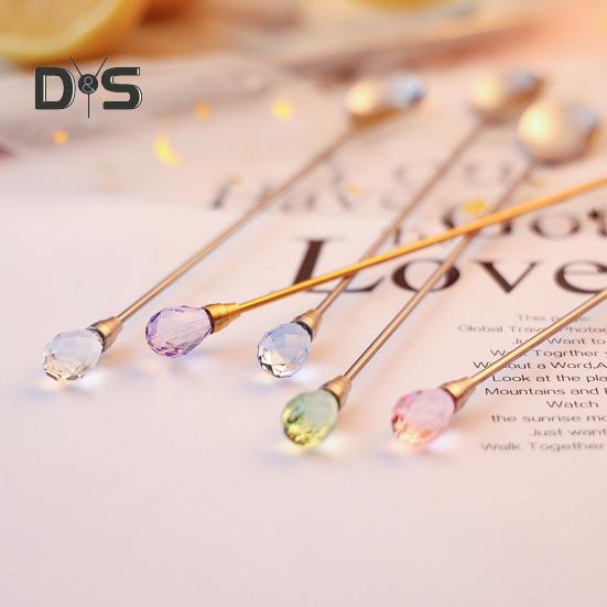 4 шт. чайные ложки с яркой отделкой, нержавеющие креативные ложки из искусственного хрусталя из нержавеющей стали