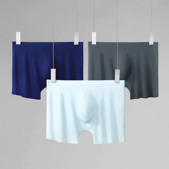 Мужские трусы-боксеры 3D Ice Silk бесшовные тонкие стильные дышащие тканевые шорты-трусы однотонные U-образные спортивные трусы