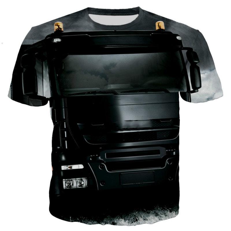 Summer New Heavy Truck 3D Print T-Shirts Fashion Men's Women Short Sleeve T Shirt Oversized Harajuku Y2k Tops Tees Kids Clothing
