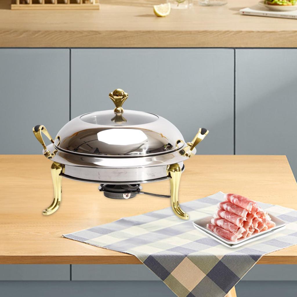 Food Warmer with Lid Kitchenware Anti Scald Shabu Shabu Pot Chafing Pot Soup Pot for Party Picnic Noodles, Egg Travel Restaurant