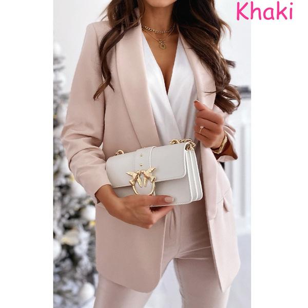 Женский однотонный костюм с длинными рукавами, пиджак, повседневный тонкий повседневный костюм, большие размеры S-3XL