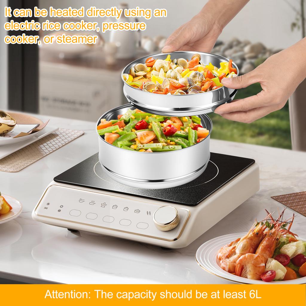 Посуда Пароварка 3-ярусная вставка-пароварка Кастрюля из нержавеющей стали 304 Вставка для скороварки Кастрюля Большой вместимости Пароварка