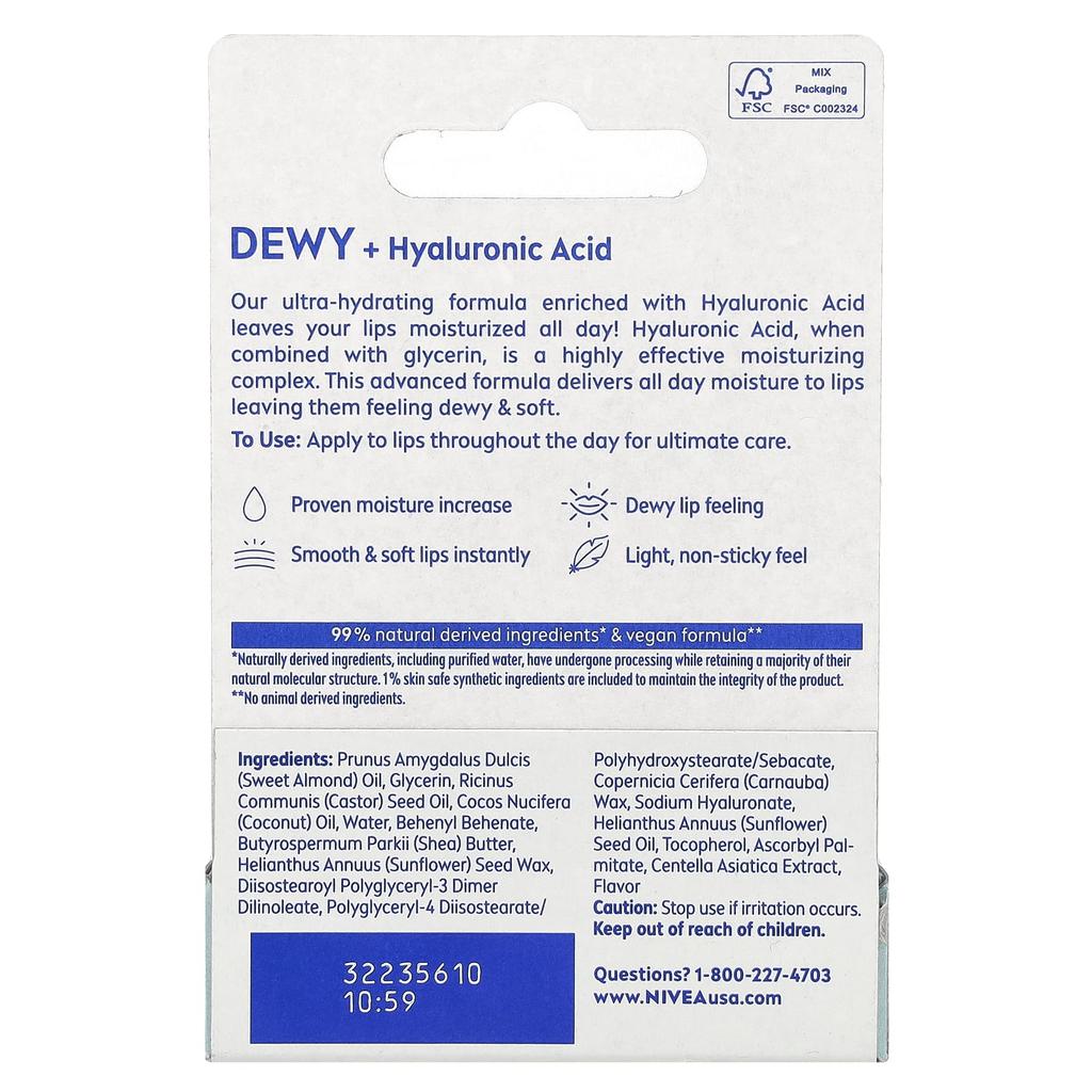Nivea Увлажняющий уход за губами, 5,2 г (0,18 унции)