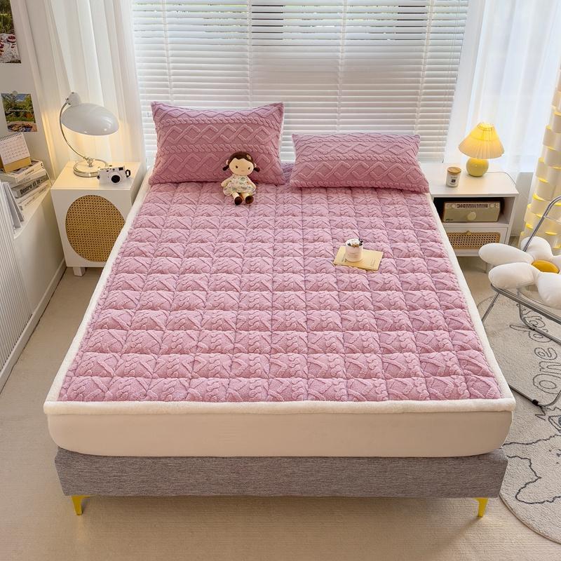 Мягкий фланелевый наматрасник, зимний теплый чехол для матраса с четырьмя углами, эластичная резинка, простыня для односпальной и двуспальной кровати размера «king-size»