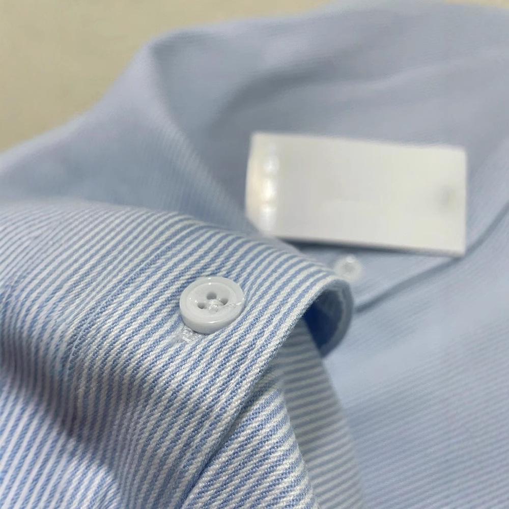 Универсальная женская рубашка с длинным рукавом в синюю полоску для многослойного ношения весной и осенью