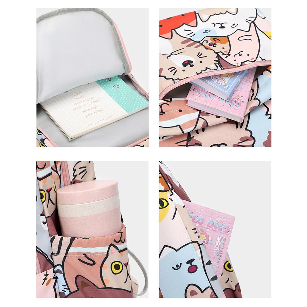 Kawaii для кошки принт школьный рюкзак сумка через плечо много карманов книжный портфель повседневный рюкзак дорожная сумка для девочек мальчиков молодежь