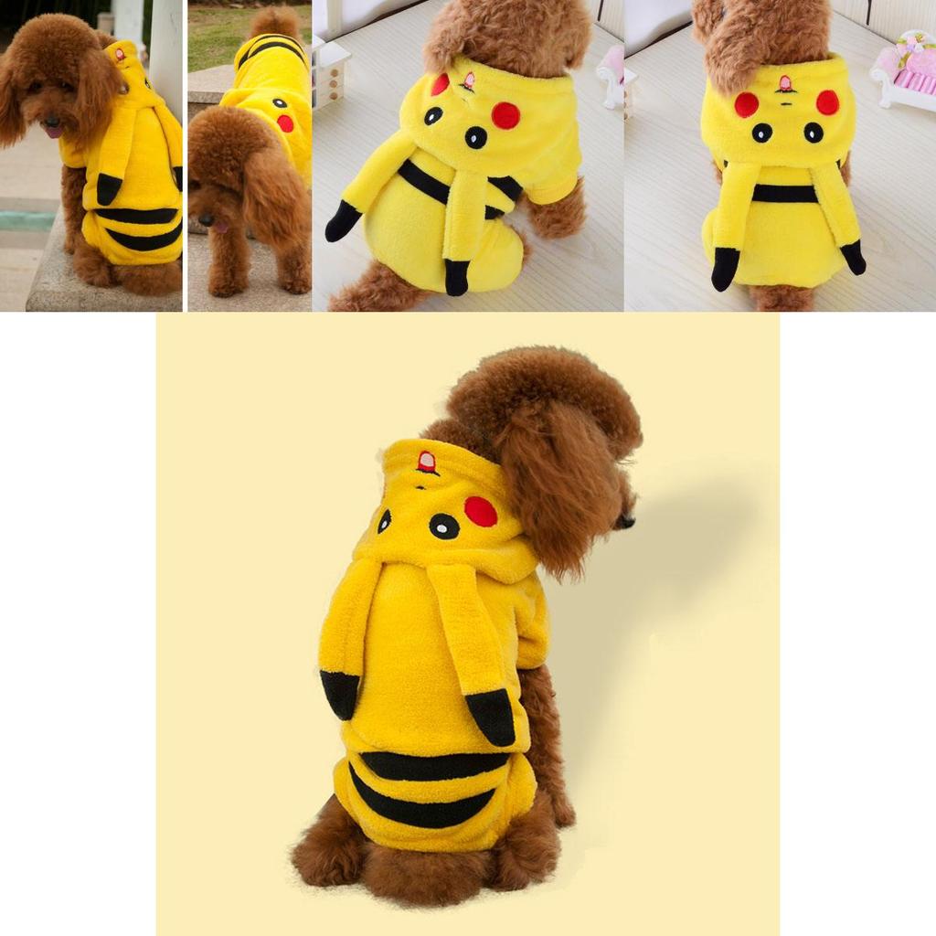 Очаровательный костюм питомца Pokemon Go с дизайном Пикачу с капюшоном для собак и кошек