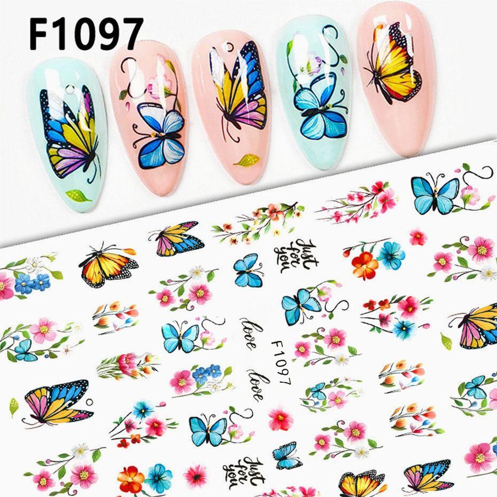 Purple Petals Nail Stickers Blossom Pink Nail Tips Decoration New Creative Decals Nail Art