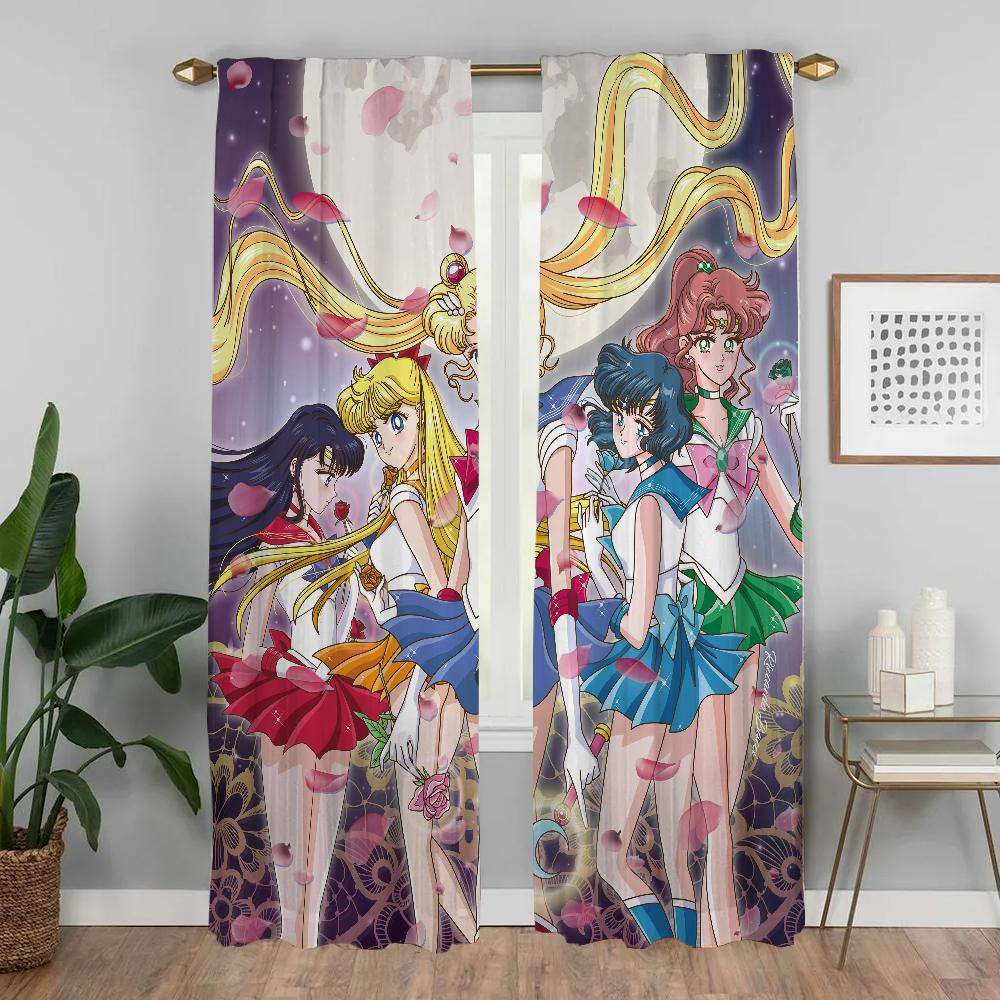 Шторы от комаров для гостиной Шторы Sailormoon Home Interior Шторы 2 шт Хэллоуин украшения Тюль для спальни