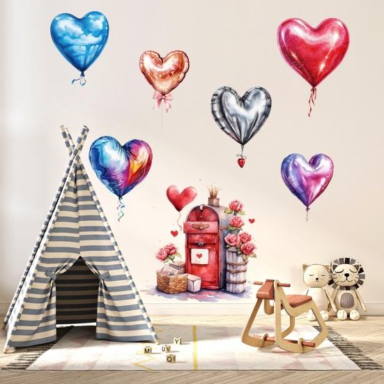 Wall Decal Heart Balloon Mailbox Pattern Self-Adhesive Waterproof Wall Sticker Bedroom Kids