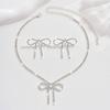 1Set Elegant Shiny Bow Earrings Necklace Set For Women Girls Vintage  Necklace Earrings Jewelry Accessories Gifts