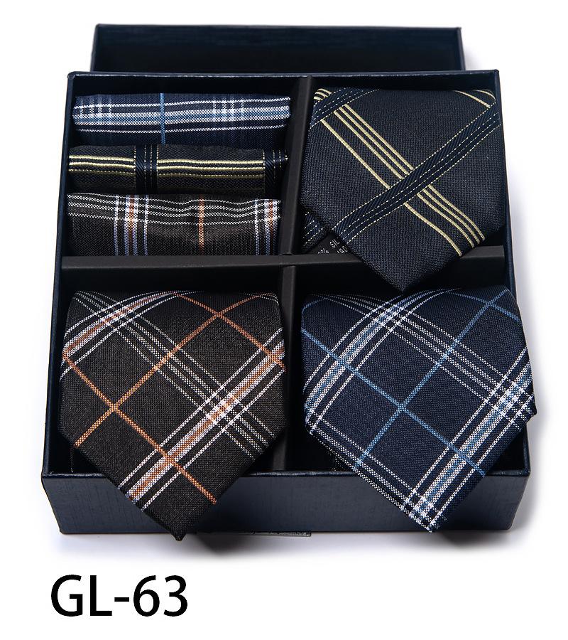 Men'S Gift Box Set Tie Fashion Business Net Color Jacquard Tie Square Scarf