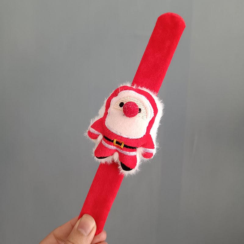 1/4pcsChristmas Snap Bracelet Plush Elk Snowman Design for Kids Party Games Xmas New Year Gift