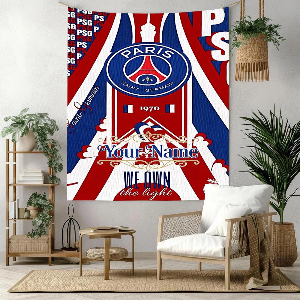 Paris Saint-germain Personalized Text Tapestry Cozy Personalized Tapestry Ultra-Soft Great for Home Decor Four Seasons Decor