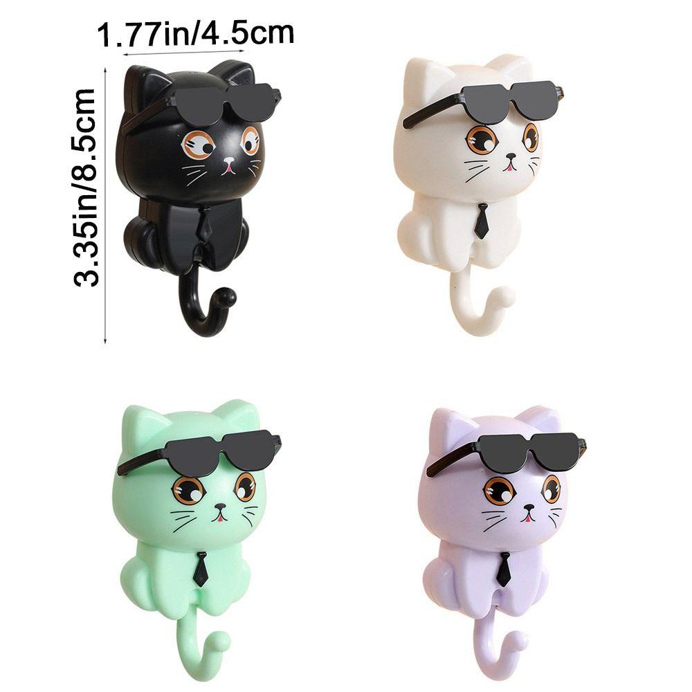 Creative Plastic Cartoon Cat Hooks Decorative Wall Hanging Key Hangers Waterproof Sunglasses Cat Hooks Bathroom