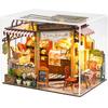 Моин моин Кукольный домик Миниатюрный Набор для Ручной Сборки Масштаб Джулия Пекарня Европейский Антикварный Ретро Кафе Настоящий Хлеб Светодиодная Подсветка Акриловый Кейс 2506dh465 [Английский]