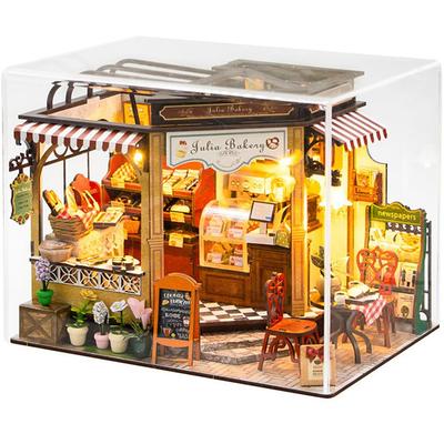 Привет привет Кукольный домик Миниатюрный DIY Набор Масштаб Джулия Европейский Антикварный Ретро Реалистичный Хлеб Светодиодный Свет Акриловый Корпус [Английские Инструкции] 1/24