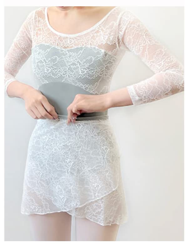 ProDance Long Lace Ballet Leotard In 4 Colors Gray Women's (PLL016B) (XXL, Set)