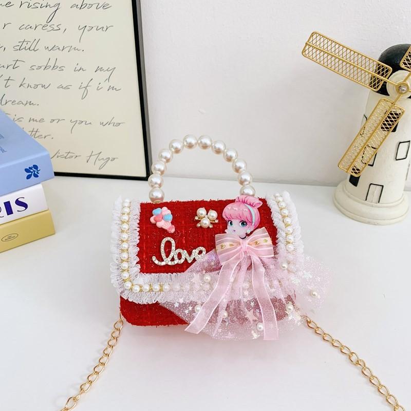 Charming Lightweight Pearl Shoulder Bag For Girls Featuring Cute Design Princess
