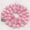 10mm Round Pink Mexican Opal Cats Eye Stone Necklace Hand Made Rope Chain Beads DIY Jewelry Natural Charming AAA (Min Order 1)