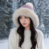 Winter Hat Women's Retro Knitted Hat Fleece Thickened Ear Protection Cold Wool Hat Cute Rabbit Hairball Thermal Hat
