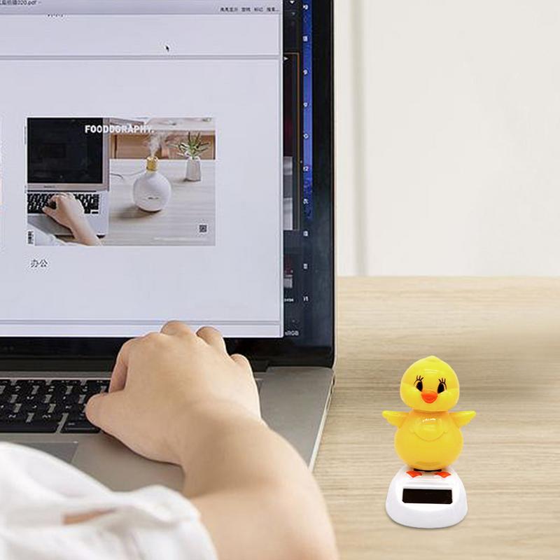 Car Dashboard Decoration Solar Dancing Chick Figurines Solar Powered Dancing Toys Cartoon Chick Ornaments Figures Bobble Head