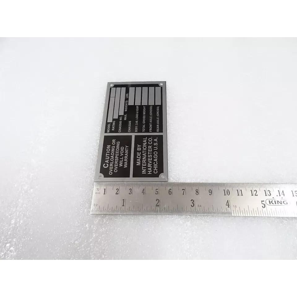 DATA PLATE FOR INTERNATIONAL HARVESTER COMPANY 1930 - 40 |Fit For