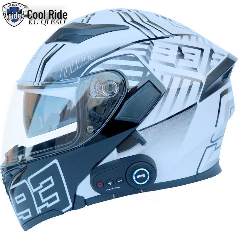 Cool Ride Treasure Bluetooth Full-Face Flip-Up Motorcycle Helmet with Dual Lens and FM Radio